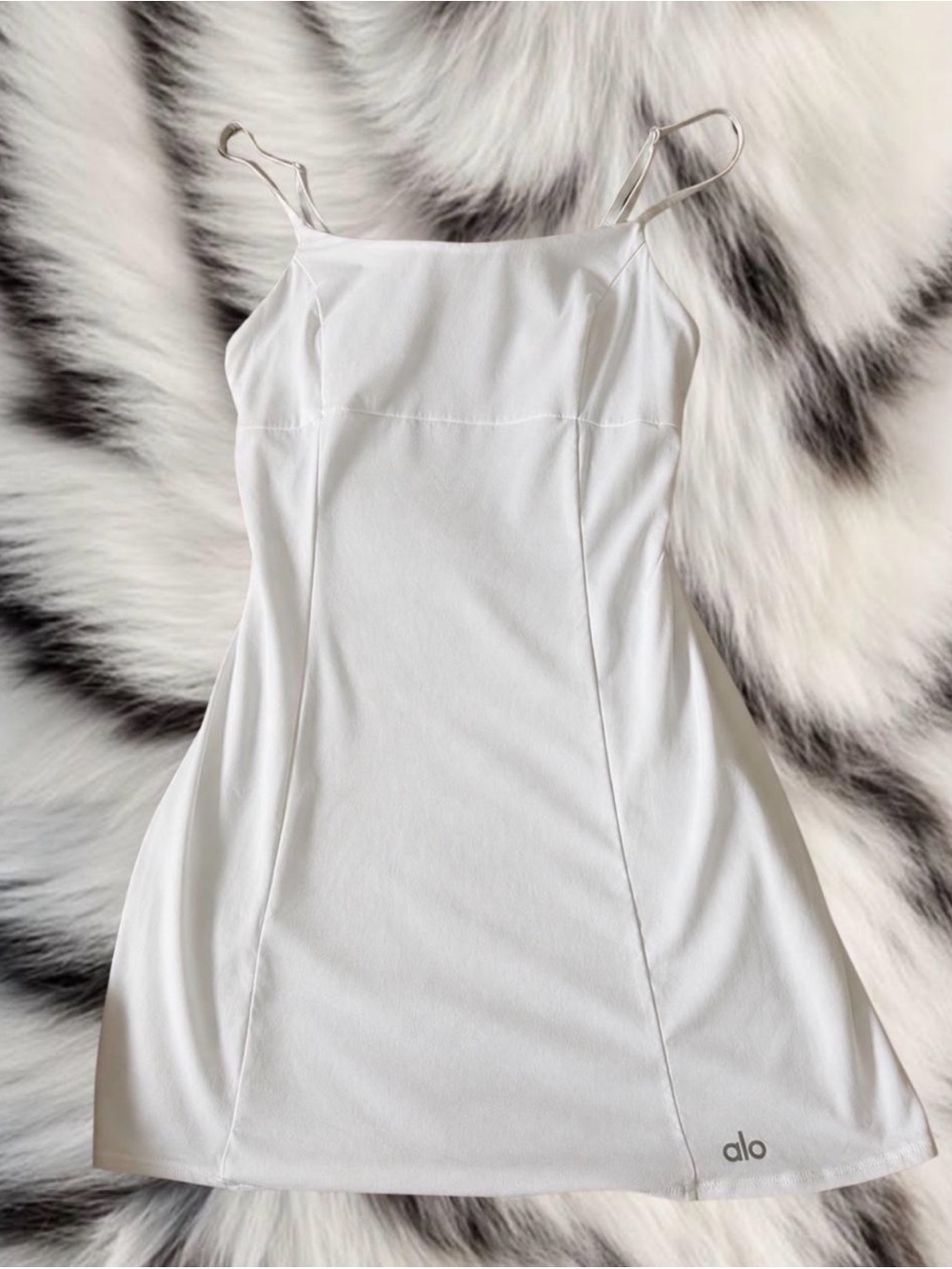 ALO Yoga White Spaghetti-Strap Mini Dress